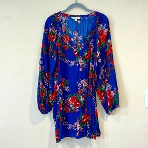 The Pioneer Woman Blue Red Floral Print 3/4 Sleeve Peasant Top Womens XXL